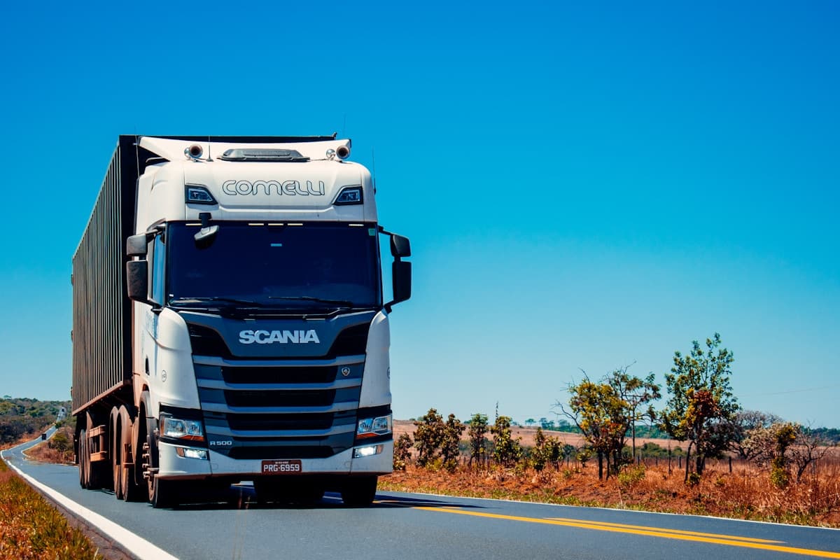 Heavy commercial semi-truck transporting freight on a highway
